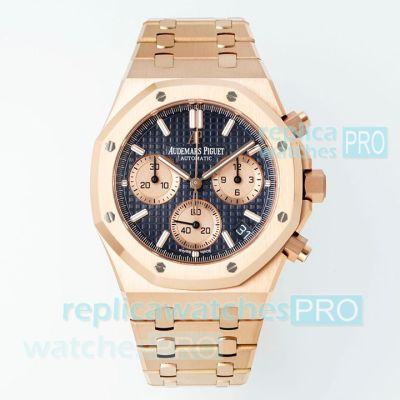 APS Super Replica Audemars Piguet Royal Oak Blue Dial 41mm Rose Gold Swiss 4401 Watch 